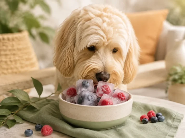 Gefrorene Beeren-Eiswürfel in einer Schale
