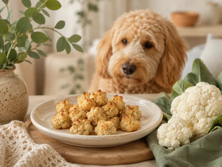 Blumenkohl-Häppchen für Hunde auf einem Teller