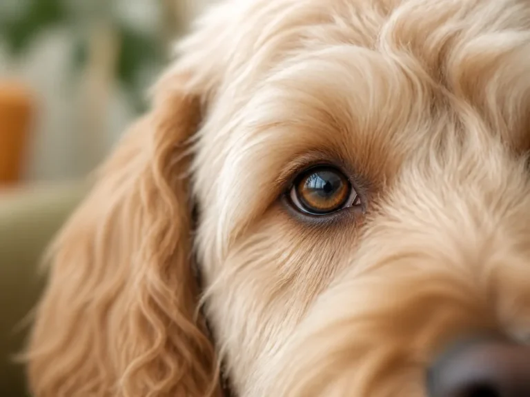 Cockapoo-Portrait, konzentriertes Auge