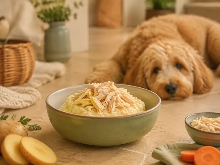Hühnchen-Kartoffel-Brei im Hundenapf