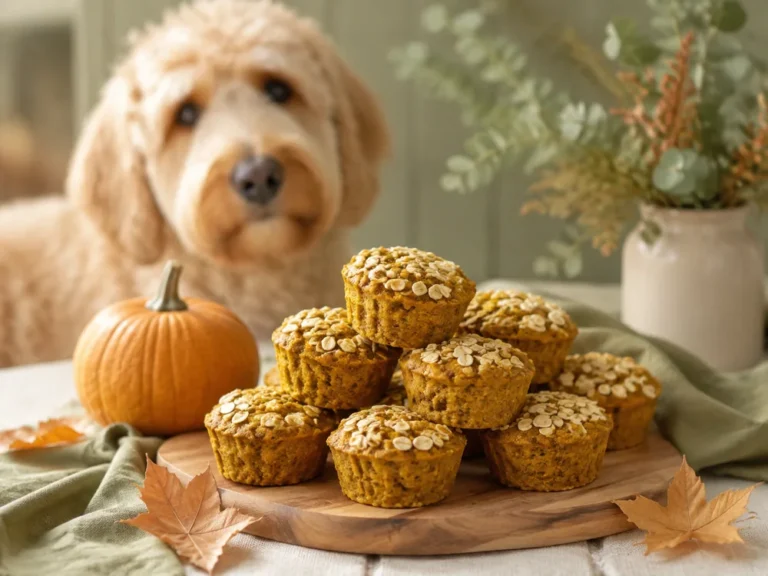 Kürbis-Muffins für Hunde mit kleinem Kürbis daneben