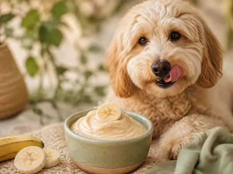 Bananen-Eis für Hunde in einer kleinen Schale