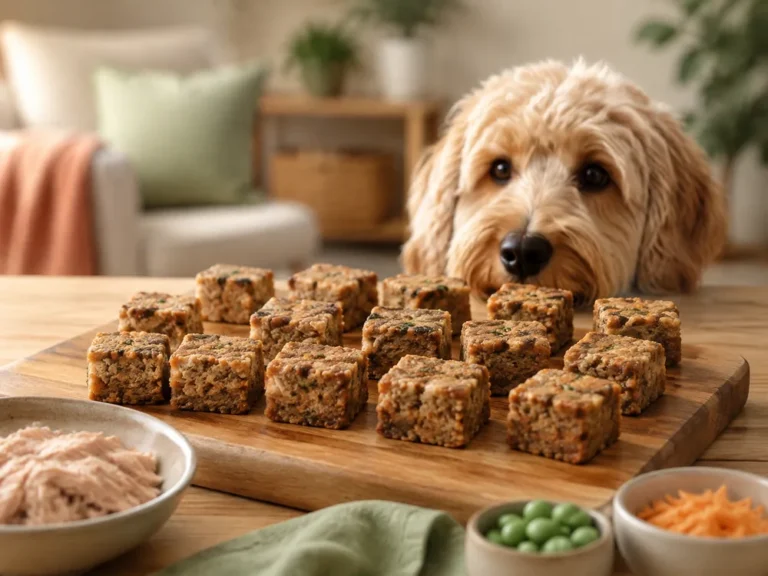 Thunfisch-Brownies für Hunde in Würfel geschnitten