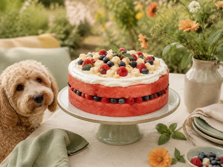 Wassermelonen-Torte mit Quark und Beeren
